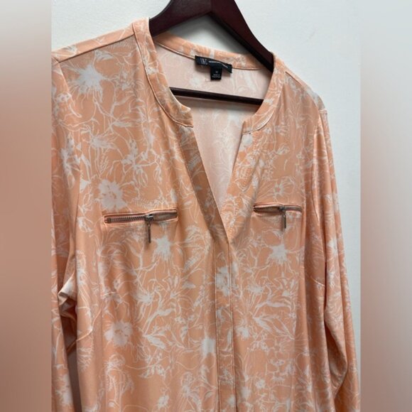 INC International Concepts Peach Floral Blouse - Picture 3 of 5